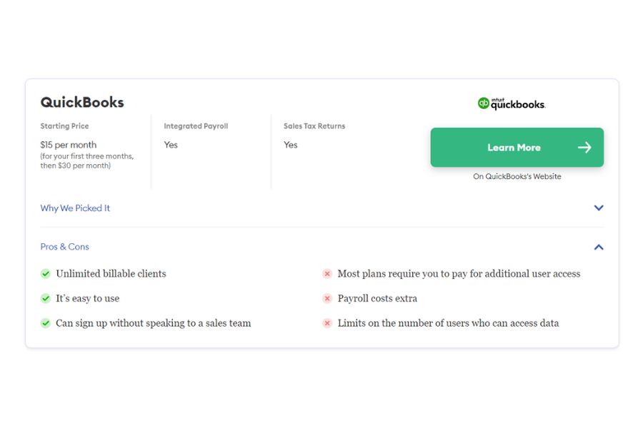 quickbooks pros and cons