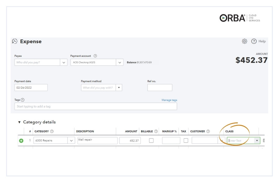 Screenshot of QBO for property mangement and the class function