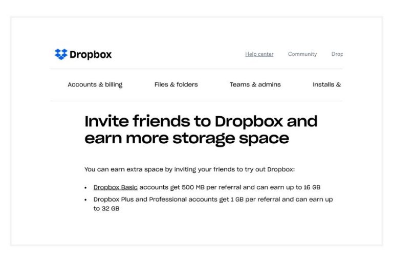 Dropbox example of referral program