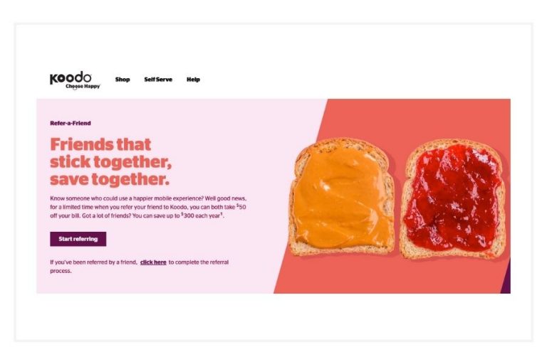 Koodo Example of Referral Program to Increase Lifetime value