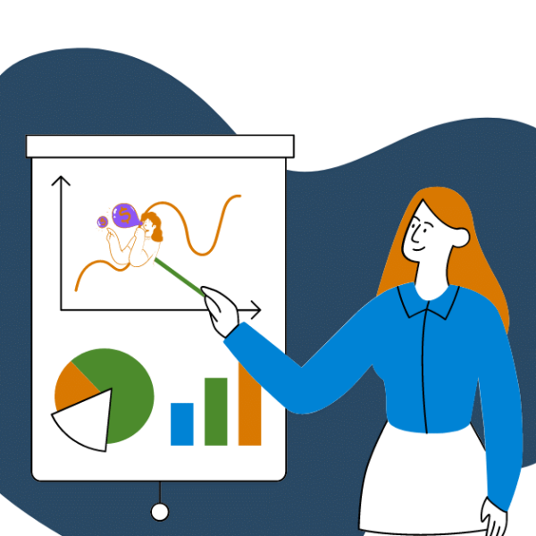 woman points to chart to discuss how to prepare for inflation