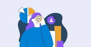 woman with charts behind her looks through telescope to determine landed cost calculation