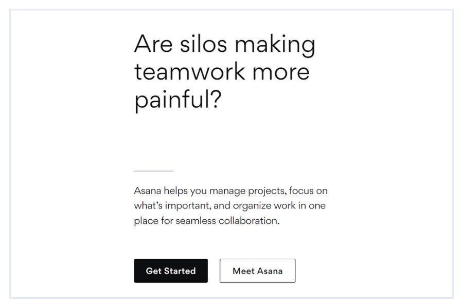 define your value proposition: example from Asana