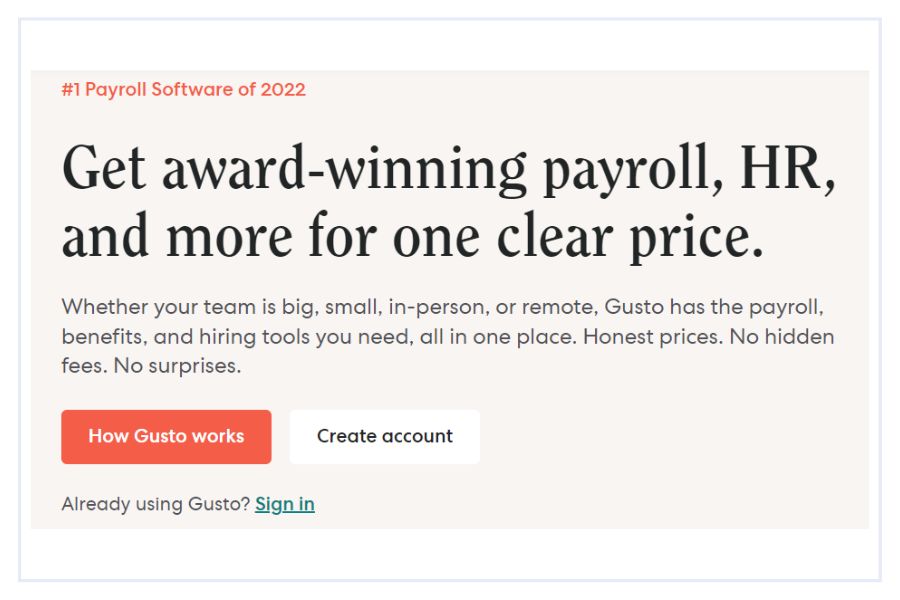 defining  your value proposition: example from Gusto
